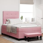 vidaXL Lit à ressort avec matelas et banc Rose 120x200 cm Velours