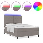 vidaXL Lit à ressort avec matelas et LED Taupe 140x200 cm Tissu