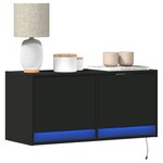vidaXL Meuble TV mural avec lumières LED noir 80x31x35 cm