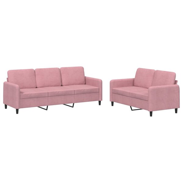 vidaXL Ensemble de canapés 2 Pièces rose velours