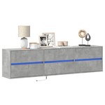 vidaXL Meuble TV mural avec LED gris béton 180x31x45 cm