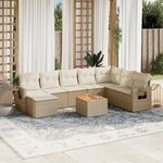 vidaXL Salon de jardin avec coussins 9 Pièces beige résine tressée