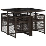vidaXL Ensemble à manger de jardin 5 Pièces et coussins marron poly rotin