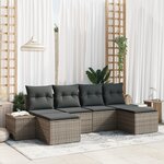 vidaXL Ensemble de canapé de jardin de 6 pièces avec coussins gris en poly rotin