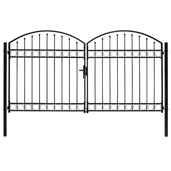 vidaXL Portillon double porte avec dessus arqué Acier 300x175 cm Noir
