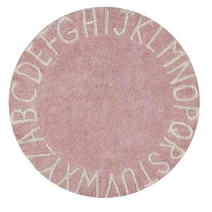 Tapis coton motif alphabet - rose - 150 Ø