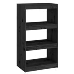 vidaXL Bibliothèque/Séparateur de pièce Noir 60x30x103 5 cm Pin massif