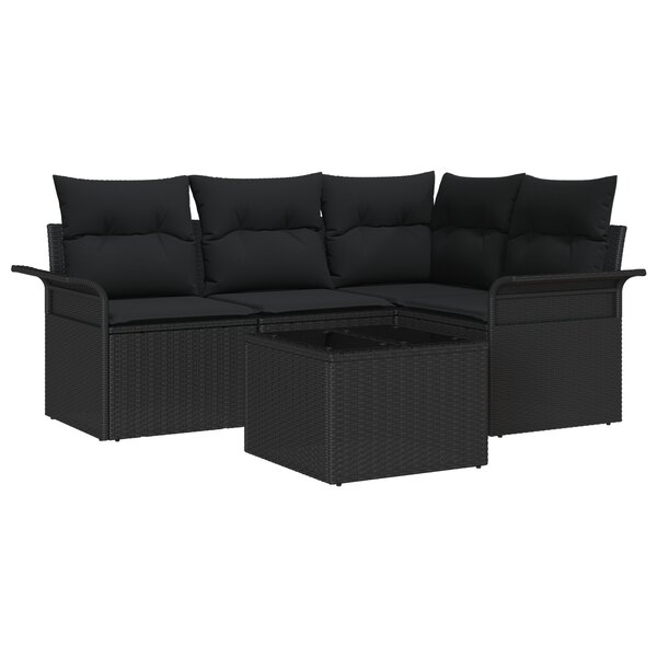vidaXL Ensemble de 5 pièces de canapés de jardin avec coussins beige poly rattan