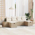Set de 6 Pièces de Canapés de Jardin avec Coussins Beige en Rattan Poly