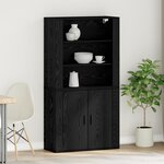 vidaXL Meuble haut chêne noir en bois reconstitué