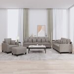 vidaXL Ensemble de canapés 4 Pièces avec coussins taupe tissu