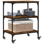 vidaXL Chariot de cuisine chêne fumé 60x41x76 cm bois d'ingénierie