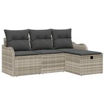 vidaXL Ensemble de canapé de jardin 4 pièces avec coussins en gris clair en rotin poly
