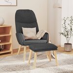 vidaXL Chaise de relaxation avec tabouret Gris foncé Tissu