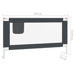 vidaXL Barrière de sécurité de lit d'enfant Gris foncé 150x25 cm Tissu