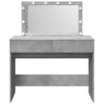 vidaXL Coiffeuse avec LED gris béton 100x40x120 cm