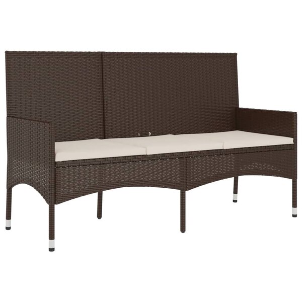 vidaXL Banc de jardin à 3 places avec coussins Marron Résine tressée