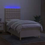 vidaXL Sommier à lattes de lit et matelas et LED Crème 90x200 cm Tissu