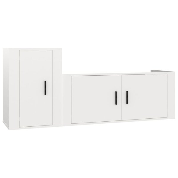 vidaXL Ensemble de meubles TV 2 Pièces blanc brillant bois d'ingénierie
