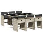 vidaXL Ensemble à manger de jardin et coussins 7 Pièces gris clair rotin