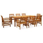 vidaXL Mobilier à dîner de jardin 9 Pièces avec coussins Acacia solide