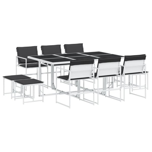 vidaXL Ensemble à manger de jardin avec coussins 11Pièces blanc textilène
