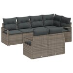Ensemble de Canapés de Jardin 7 pièces avec Coussins Gris Poly Rotin vidaXL