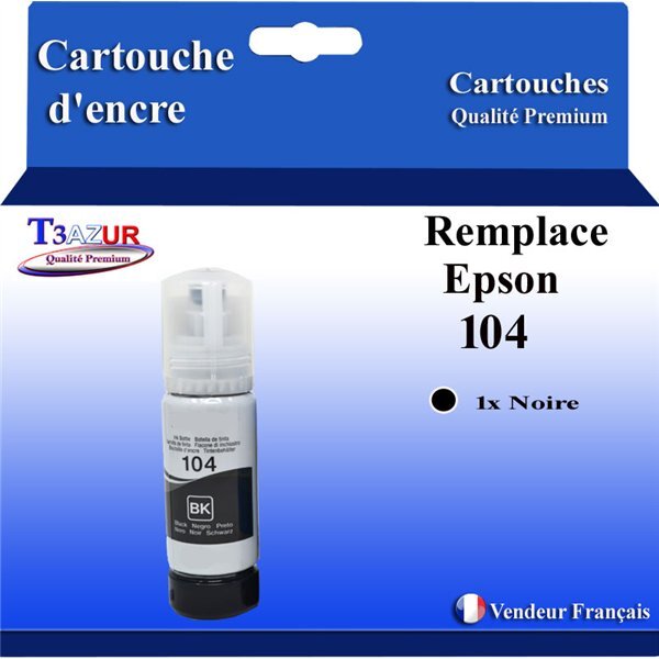 T3AZUR - Bouteille compatible avec Epson EcoTank ET-1810  ET-2710  ET-2711  ET-2712  ET-2713 - Noire