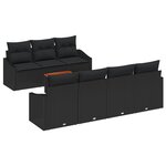 vidaXL Ensemble de canapés de jardin 8 pièces avec coussins Noir Poly Rotin Acacia