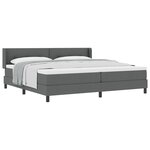 Lit à ressorts gris foncé avec matelas 200x200 cm en tissu