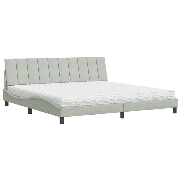 vidaXL Lit avec matelas gris clair 200x200 cm velours
