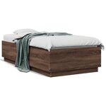 vidaXL Cadre de lit avec LED sans matelas chêne marron 90x190 cm