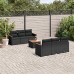 vidaXL Salon de jardin 7 Pièces avec coussins noir résine tressée