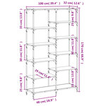vidaXL Bibliothèque chêne brun 100x32x170 cm bois d'ingénierie et fer