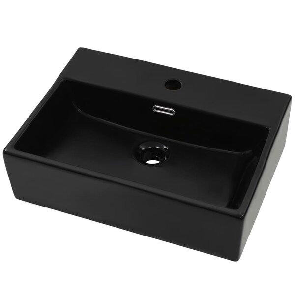 vidaXL Vasque avec trou de robinet en céramique Noir 51 5x38 5x15 cm