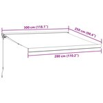 vidaXL Auvent manuel rétractable bordeaux 300x250 cm