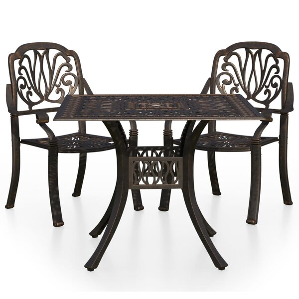 Ensemble de bistro jardin meuble extérieur terrasse 3 pièces aluminium coulé bronze 02_0013508