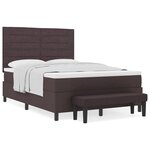 vidaXL Lit avec sommier avec matelas et banc brun foncé 160x200 cm Tissu