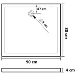 vidaXL Receveur de douche rectangulaire ABS Noir 80x90 cm