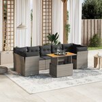 vidaXL Salon de jardin 8 Pièces avec coussins gris résine tressée