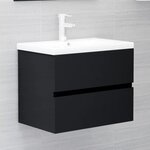 vidaXL Armoire d'évier avec lavabo intégré Noir Aggloméré
