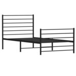 vidaXL Cadre de lit métal avec tête de lit/pied de lit noir 75x190 cm
