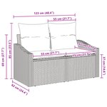 Canapé de jardin 2 places vidaXL avec coussins en poly rotin marron