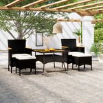 vidaXL Ensemble à manger de jardin 5 Pièces Résine tressée et acacia Noir
