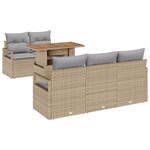 Ensemble de 6 pièces de canapé jardin avec coussins beige en poly rotin