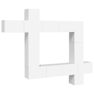 vidaXL Ensemble de meubles TV 9 Pièces Blanc Bois d'ingénierie