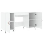 Bureau table poste de travail meuble d'ordinateur informatique étude brillant 140 x 50 x 75 cm bois d'ingénierie blanc 02_0023540