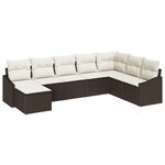 vidaXL Ensemble de Canapé de Jardin 8 Pièces avec Coussins Marron Poly Rattan