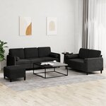 vidaXL Ensemble de canapés 3 Pièces avec coussins noir velours