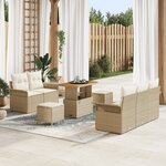 vidaXL Ensemble de Canapés de Jardin de 8 Pièces avec Coussins Beige Rattan Synthétique Acacia